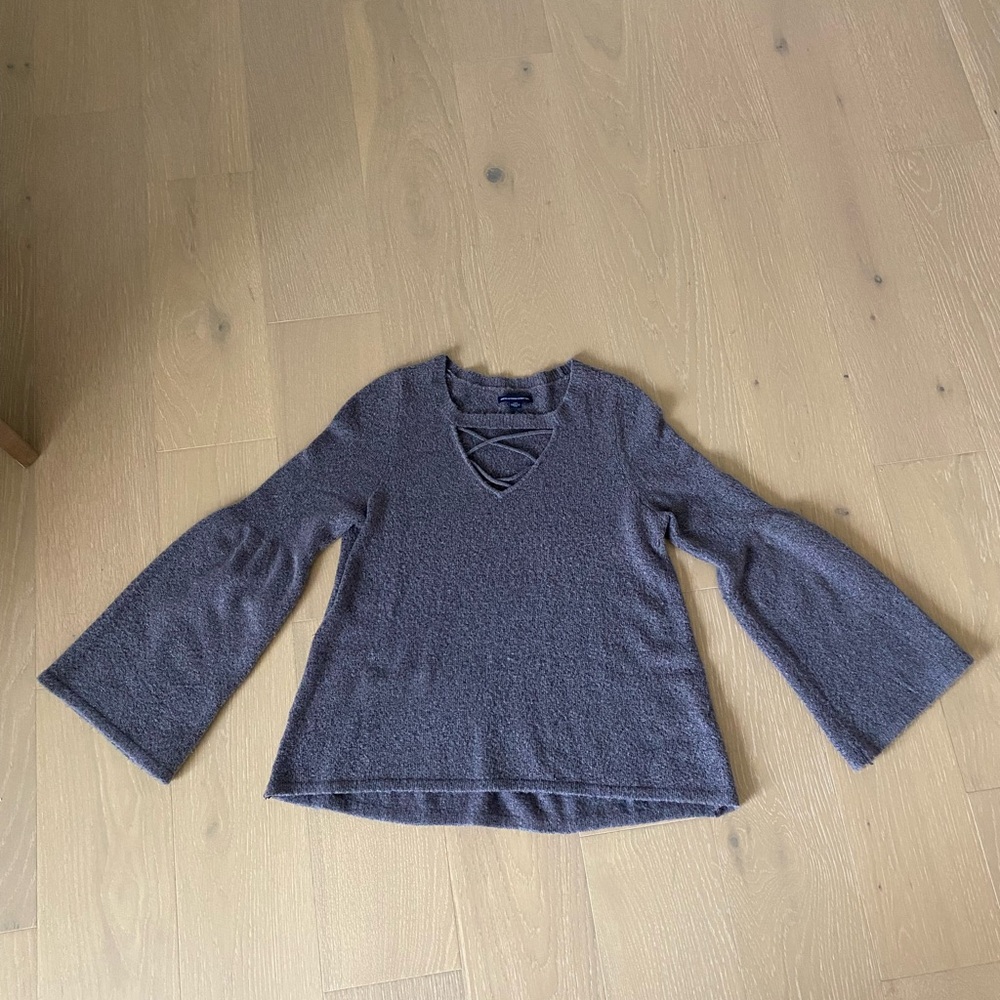 Purple Long Sleeve Top with V-Neck